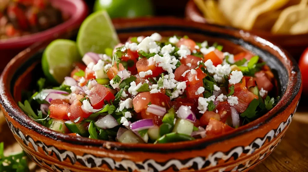 Traditional Ensalada de Nopalitos with tomatoes and cheese.