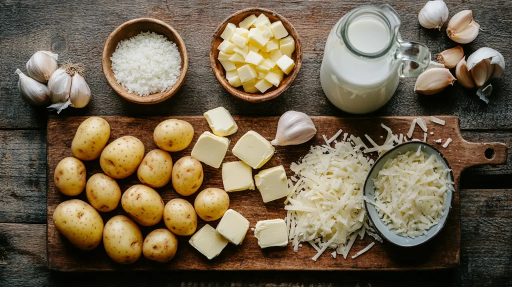 Ingredients for making homemade potato soup.