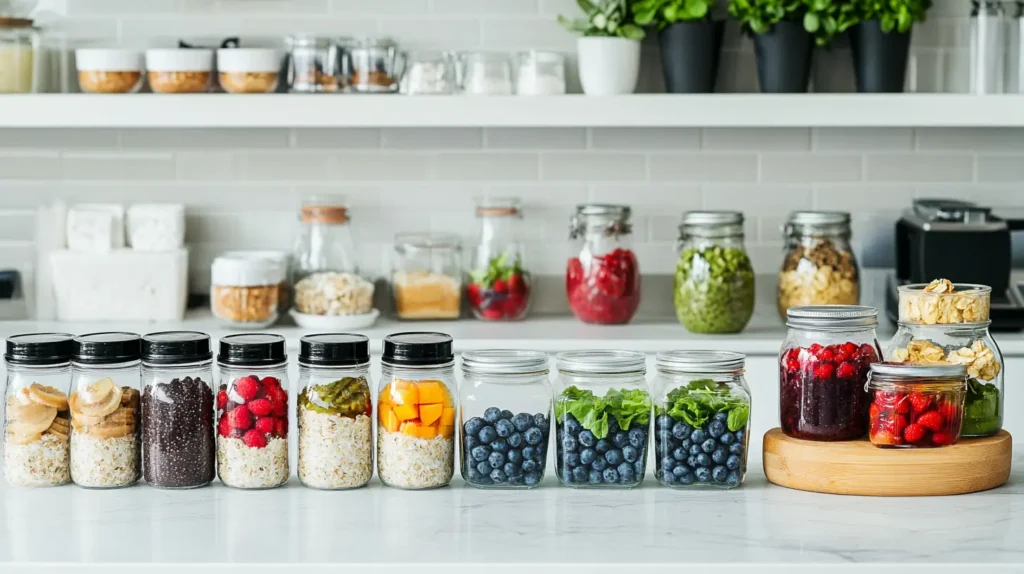  Healthy breakfast meal prep with overnight oats, eggs, and smoothies