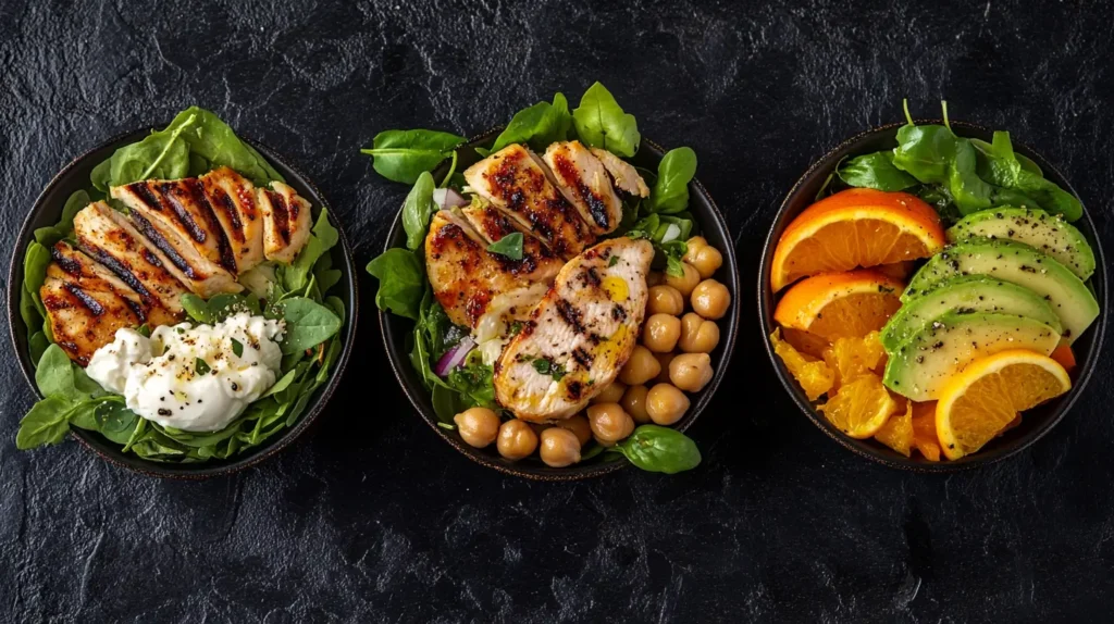 Three variations of a winter citrus and avocado salad