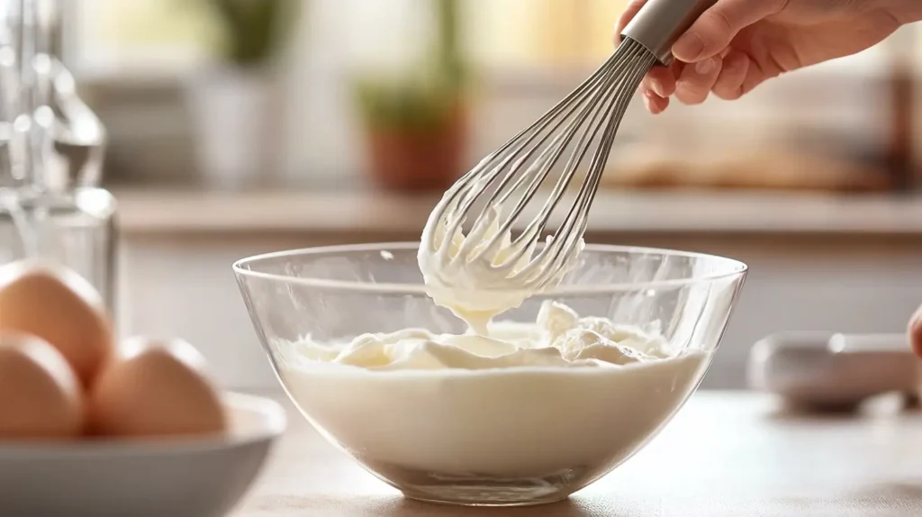 Beating egg whites to stiff peaks for cloud bread