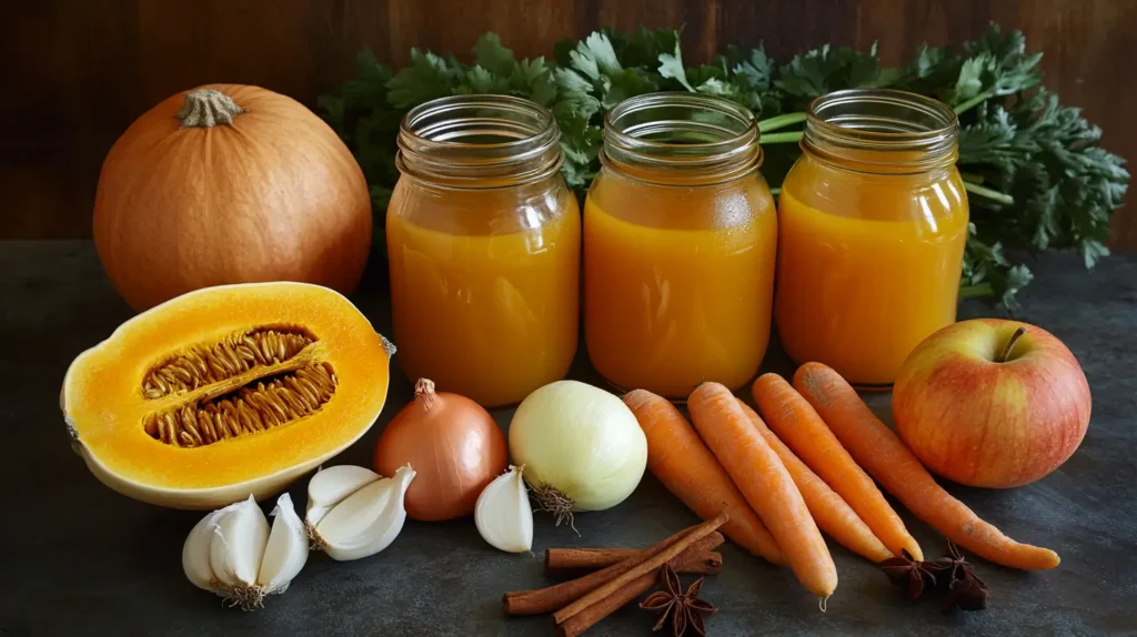Ingredients for making autumn squash soup