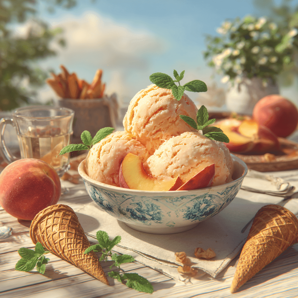 peach ice cream recipe serving idea