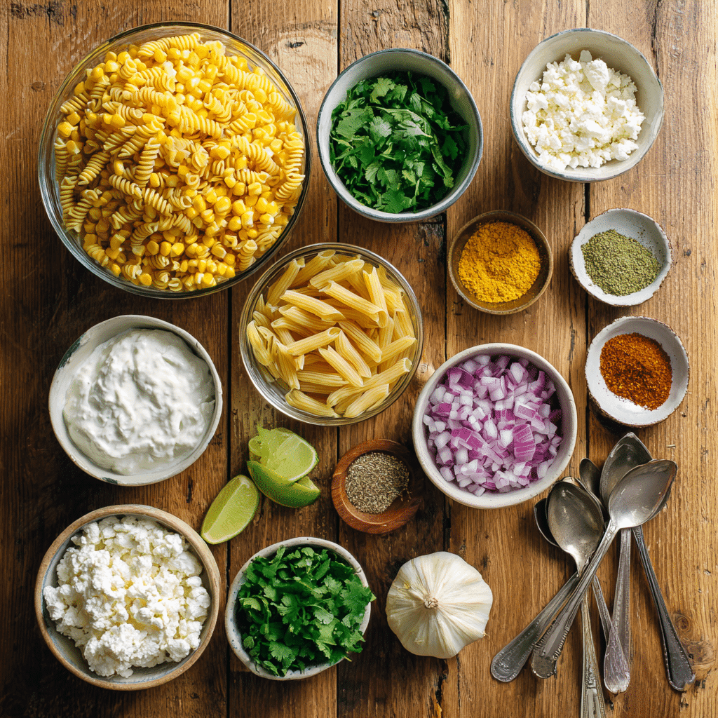 Ingredients for Healthy Street Corn Pasta Salad