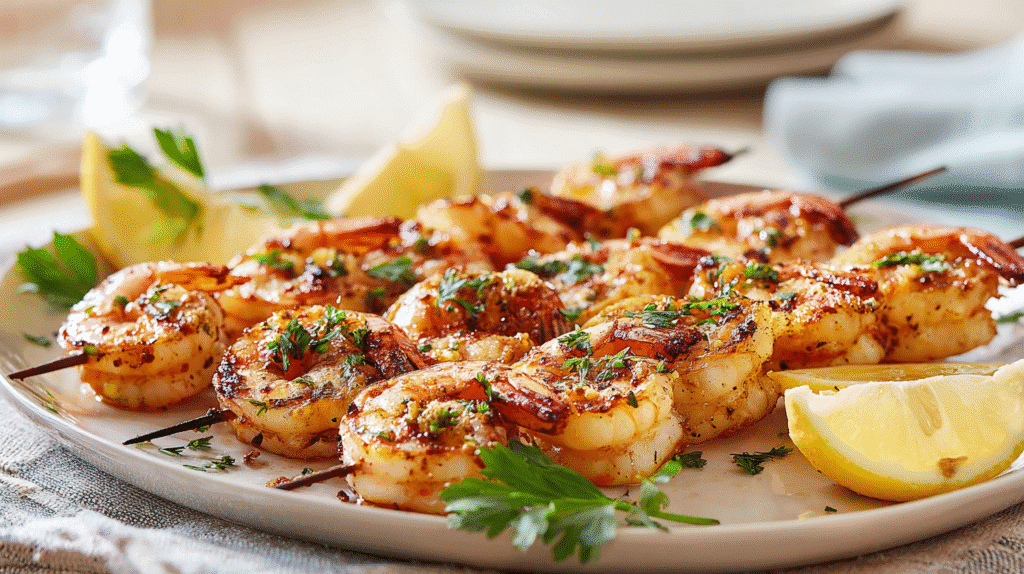 U3823717446 Zoomed In Photo Of Grilled Shrimp Skewers On A Se B831f0c7 9e56 4d1f A5ab 8d2fb986f66c 0