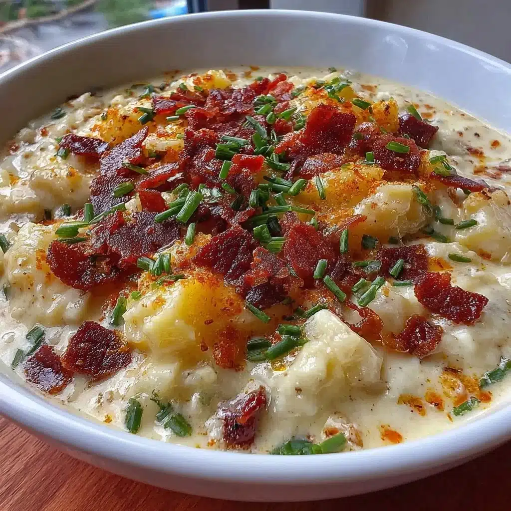 Delicious Crock Pot Crack Potato Soup garnished with fresh herbs.