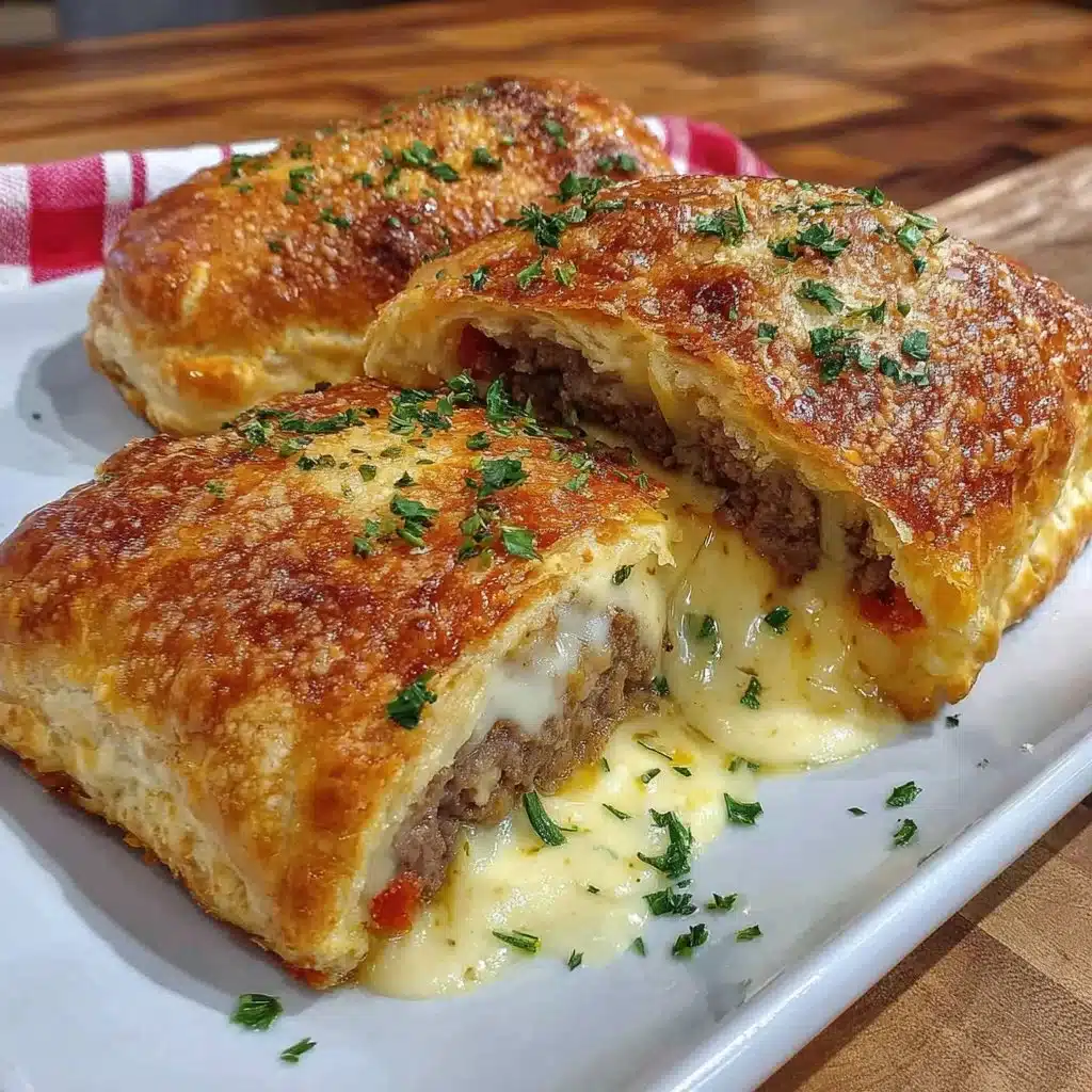 Air Fryer Cheeseburger Wellington with juicy beef and flaky pastry.