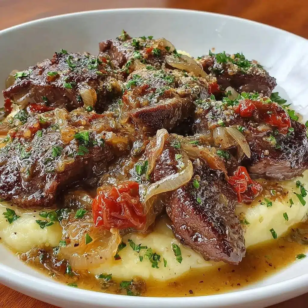 Plate of beef liver and onions served with vegetables