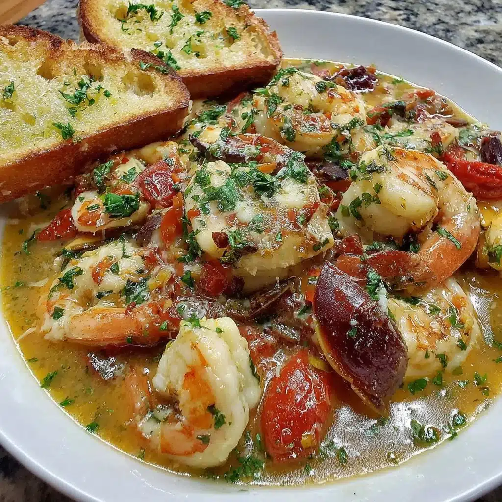 Delicious bowl of cioppino seafood stew with fish and shellfish