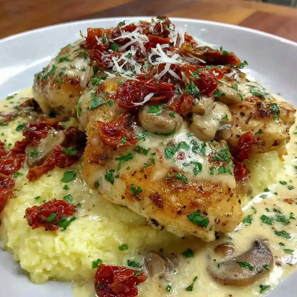 Delicious plate of Creamy Tuscan Chicken with fresh herbs and sauce