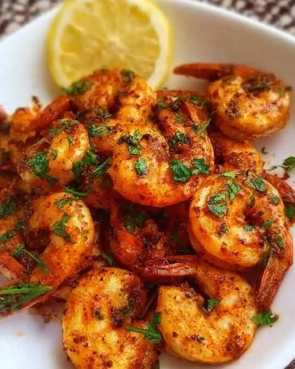Crispy air fryer prawns served on a plate with dipping sauce.