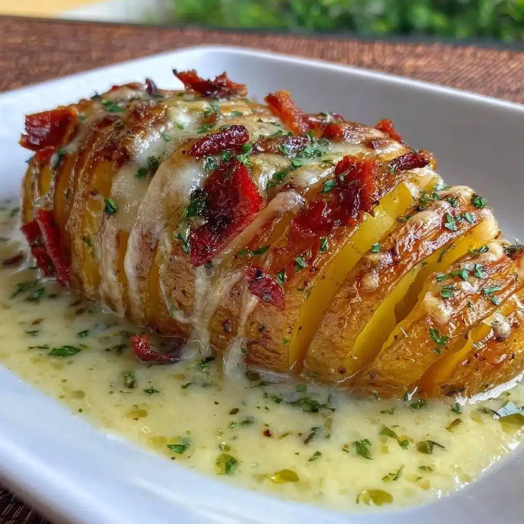 Deliciously crispy and tender Hasselback Potatoes topped with herbs and spices