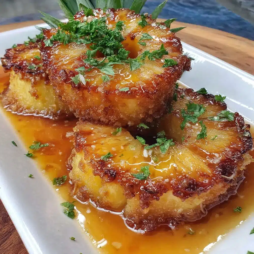 Delicious honey-glazed pineapple slices cooked in an air fryer.
