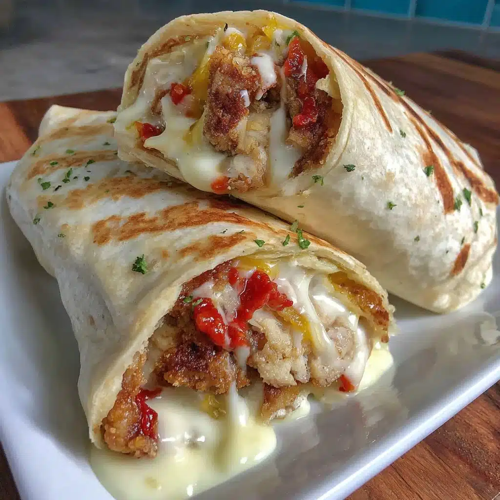 Air-fried chicken and mozzarella wrap served on a plate