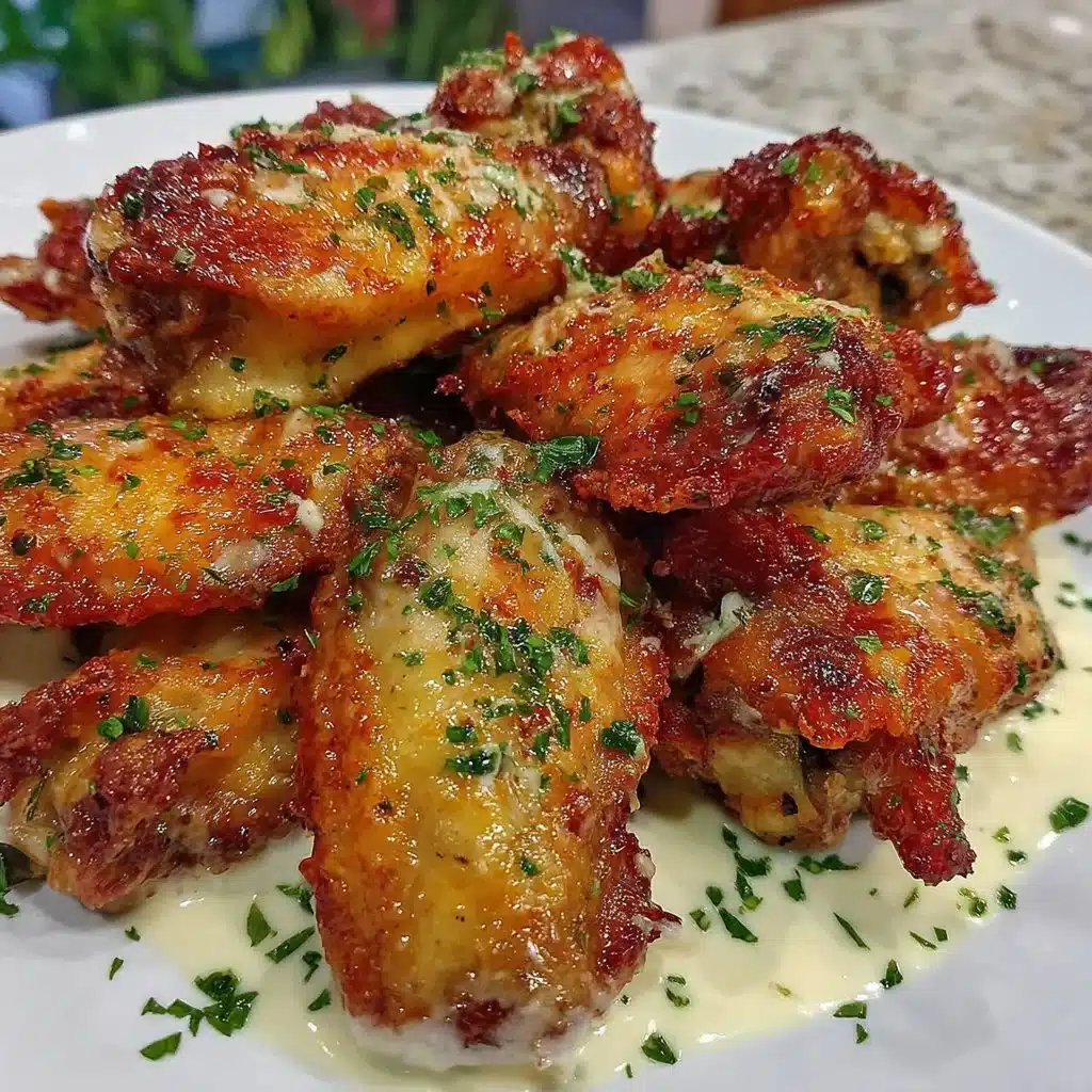 Delicious air fryer chicken wings served with dipping sauce on a plate
