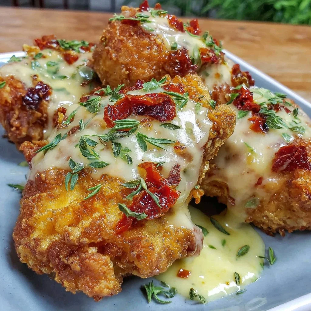 Crispy air fryer fried chicken served on a plate with dipping sauce
