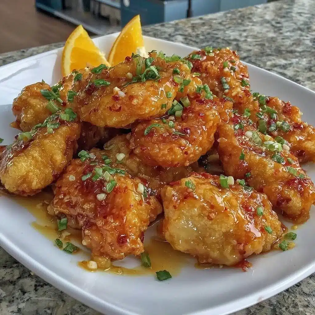 Crispy Air Fryer Orange Chicken served with vegetables