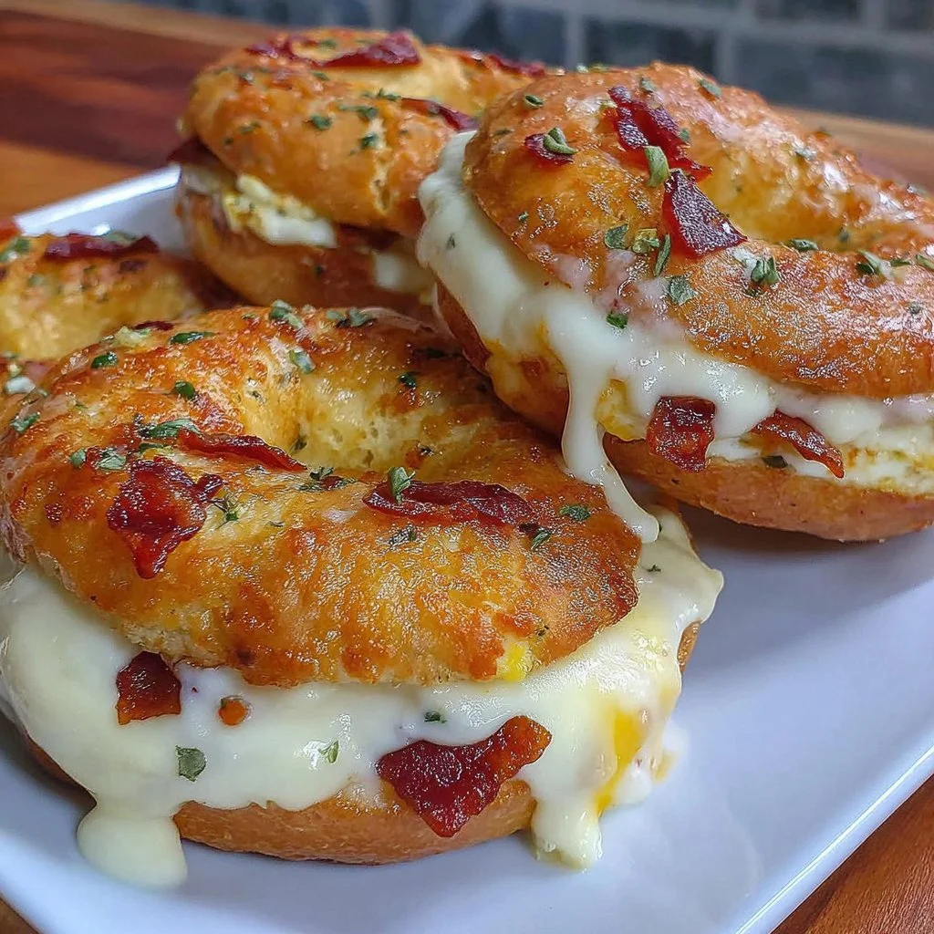 Homemade air fryer protein bagels topped with seeds