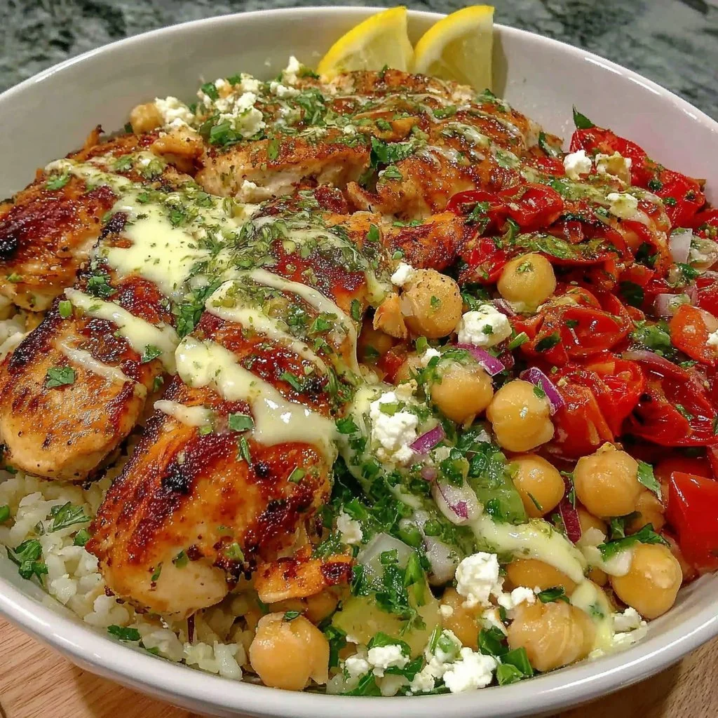 Lemon-Herb Chicken Bowl with Chickpeas & Feta