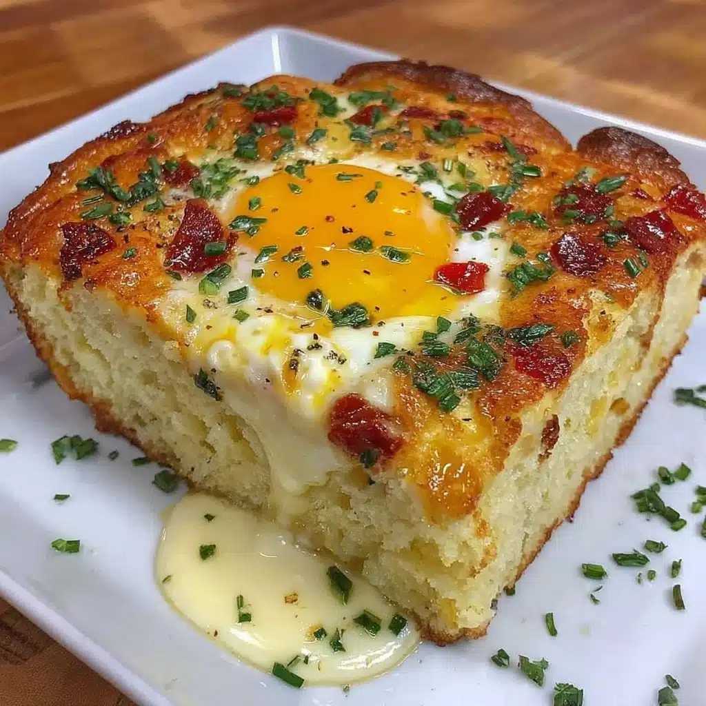 Cheesy egg bake topped with melted cheese and herbs