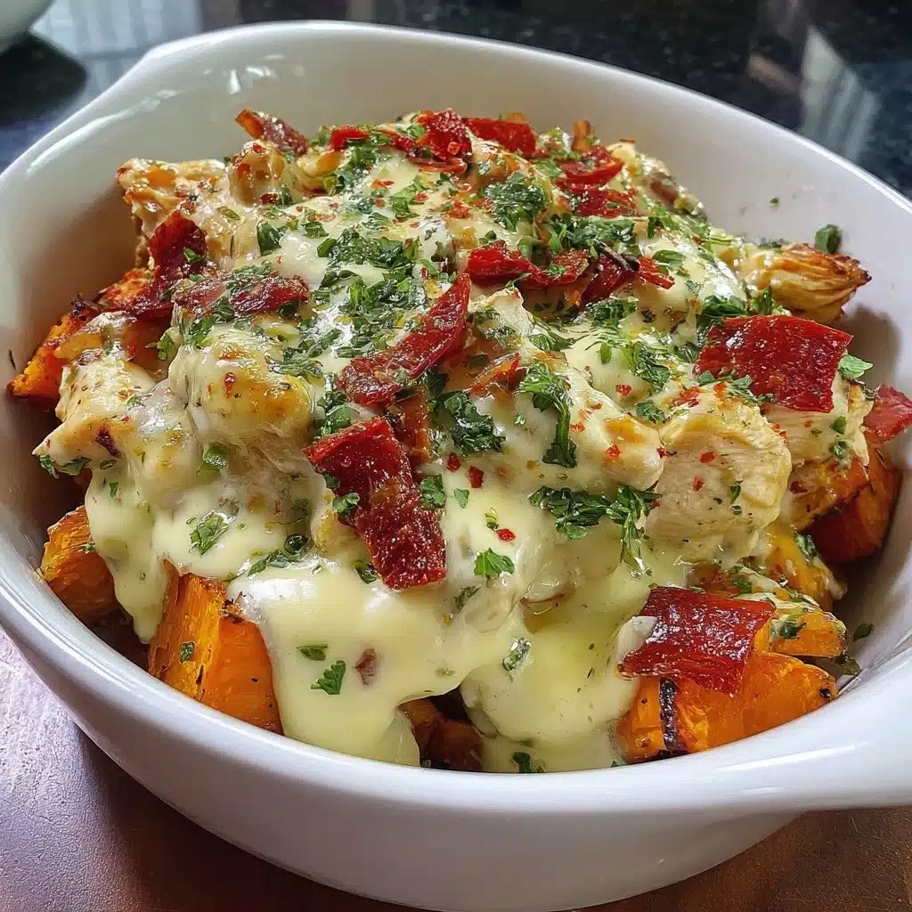 Cozy chicken and sweet potato bowl with vibrant ingredients