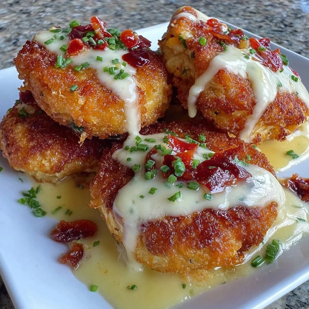 Crispy cheesy chicken ranch patties served with dipping sauce