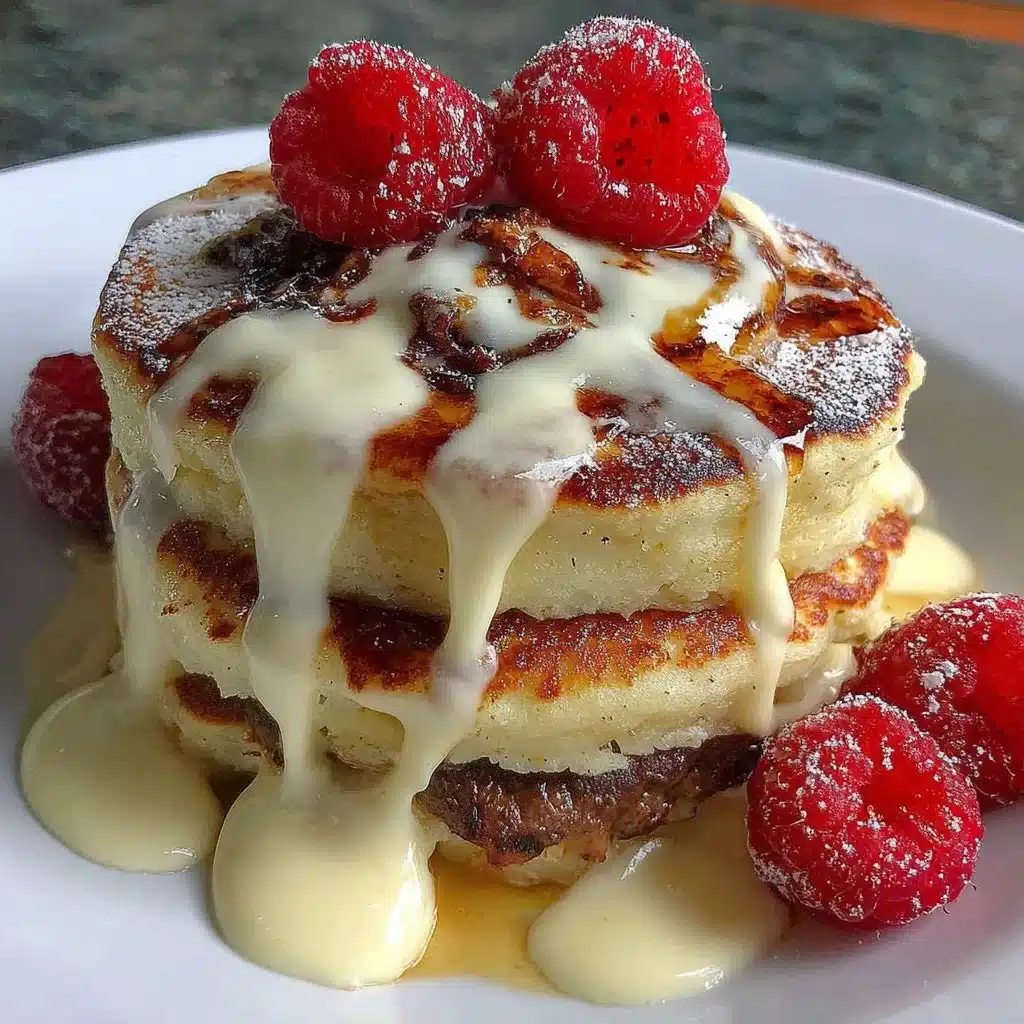 Fluffy Protein Soufflé Pancakes stacked with a drizzle of maple syrup