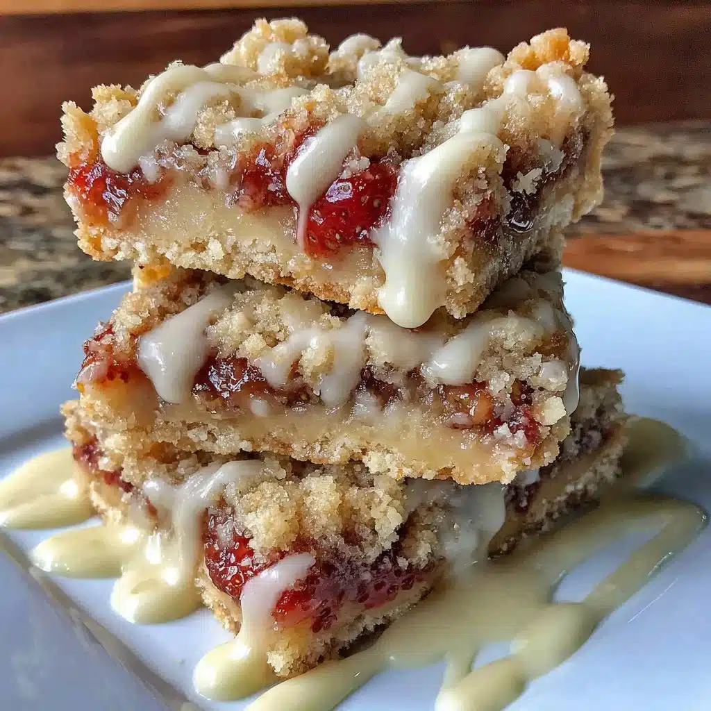 Delicious strawberry rhubarb crumb bars on a plate, ready to be enjoyed.