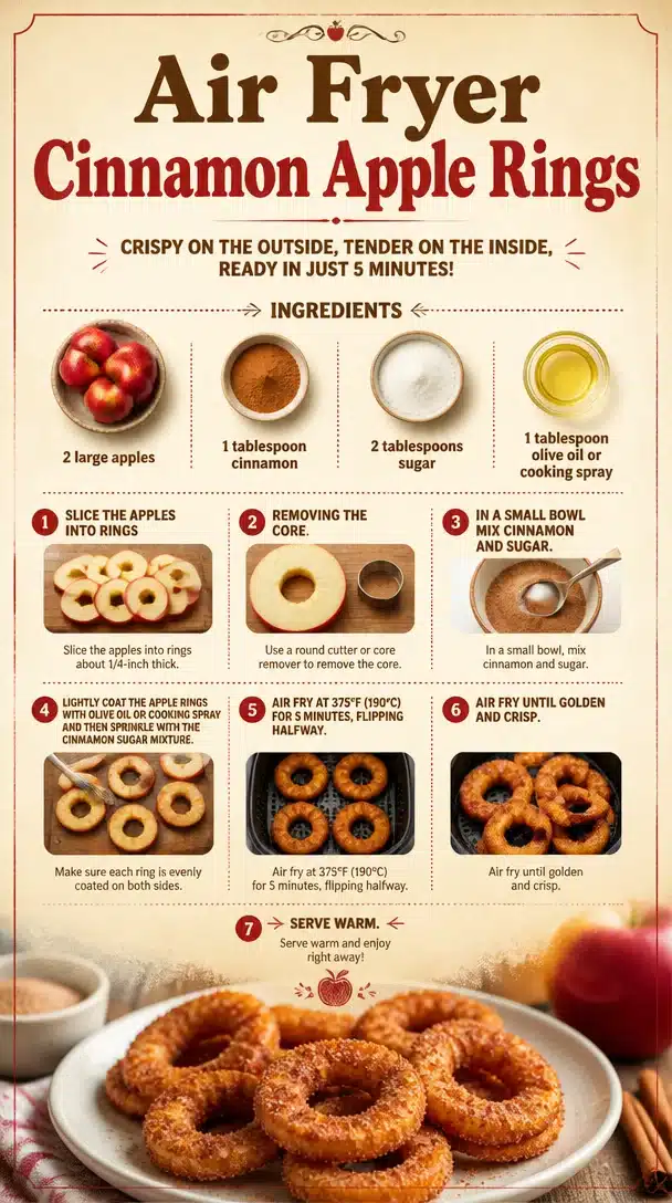Crispy Air Fryer Cinnamon Apple Rings served as a delicious snack