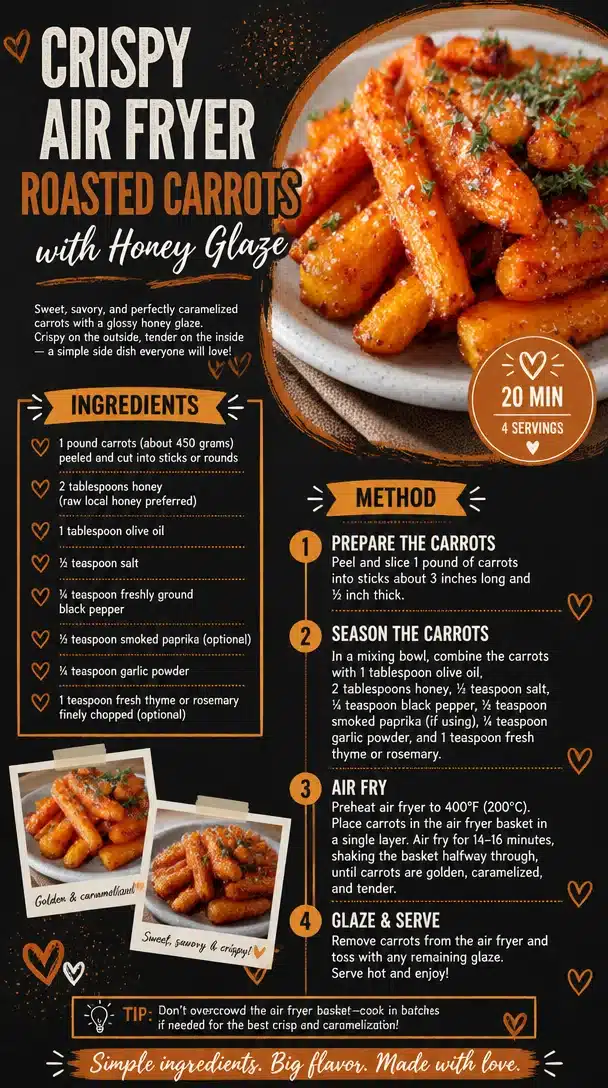 Crispy Air Fryer Roasted Carrots with Honey Glaze