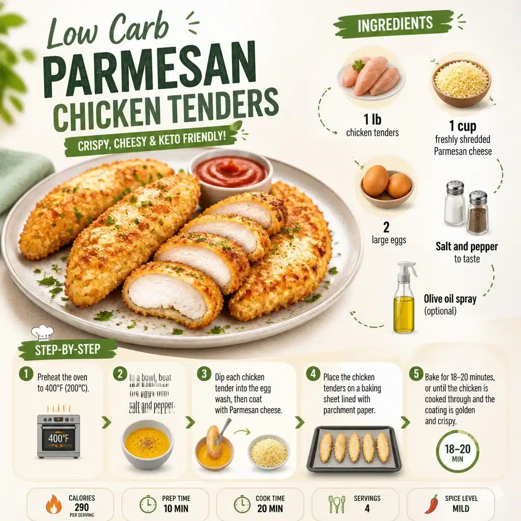 Crispy Low Carb Parmesan Chicken Tenders served with dipping sauce
