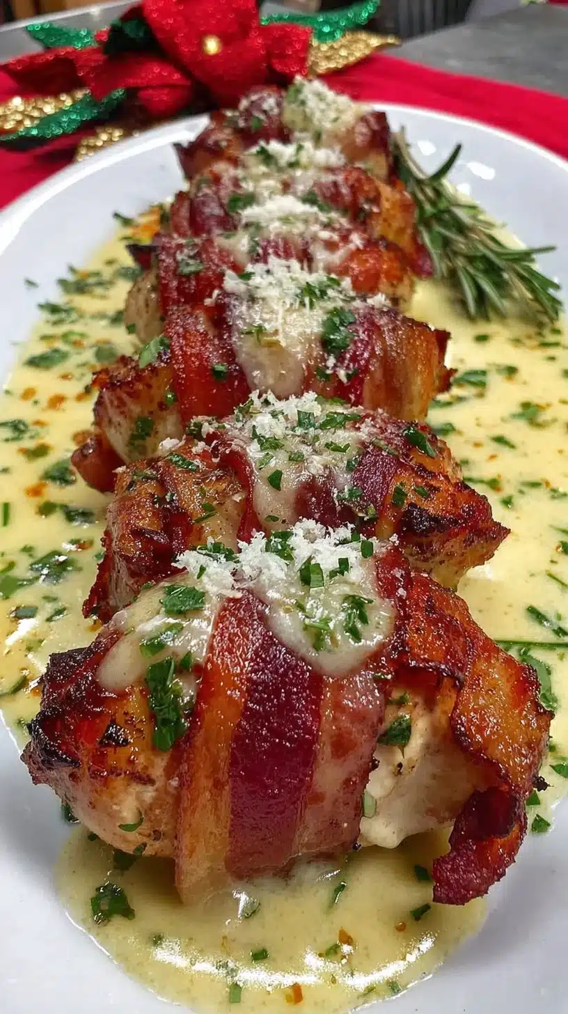 Bacon Wrapped Garlic Parmesan Chicken