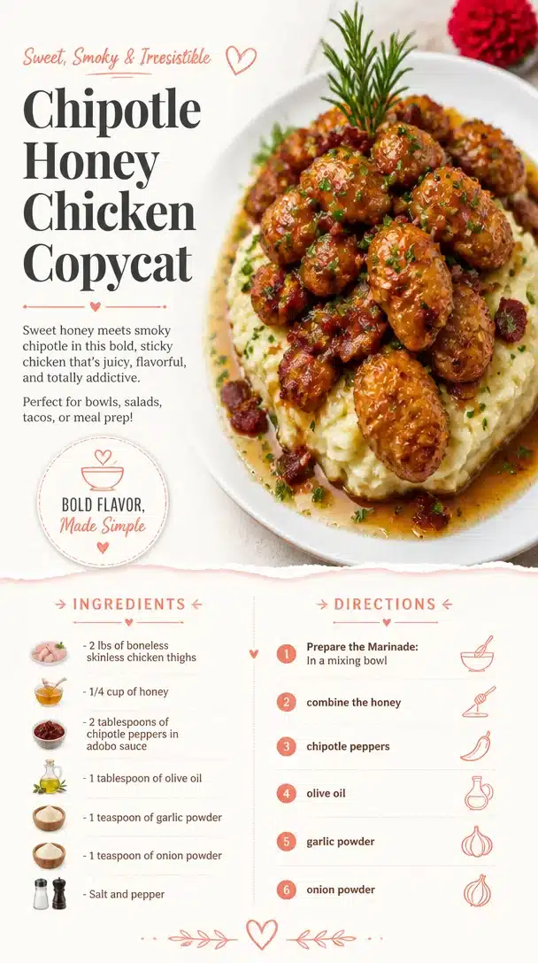 Delicious Chipotle Honey Chicken Copycat recipe ready to enjoy.