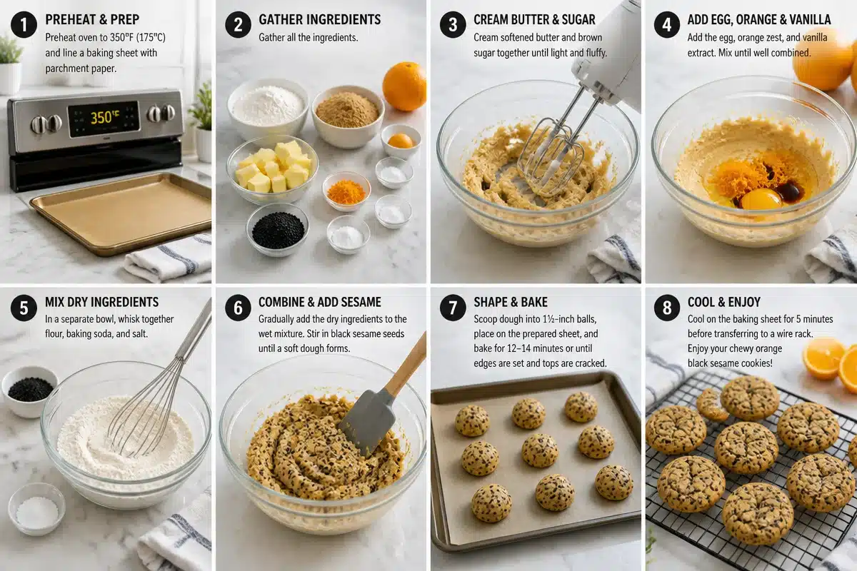 orange black sesame cookies